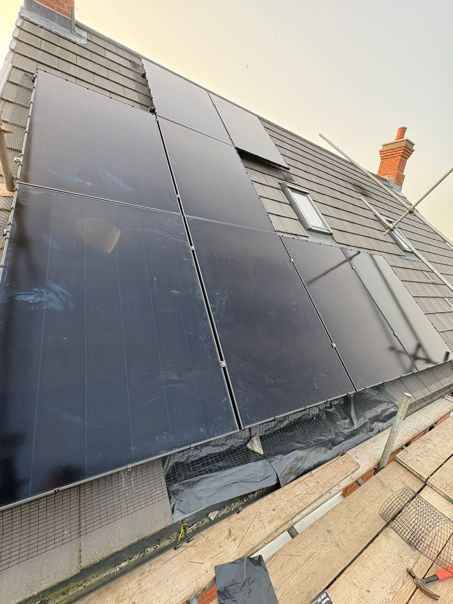 solar panels on a tiles roof